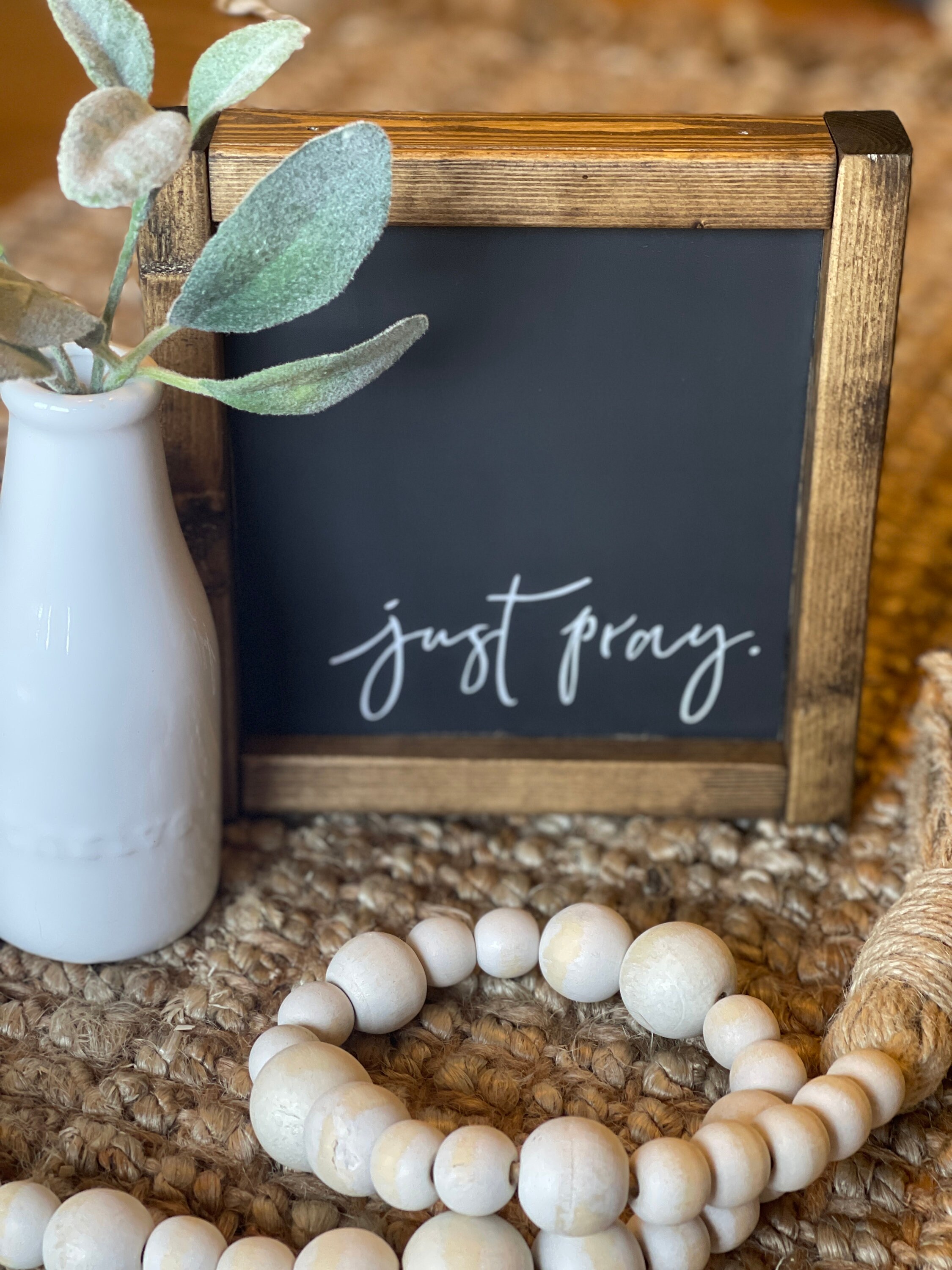 Just Pray Wooden Sign Farmhouse Sign Square Sign Etsy