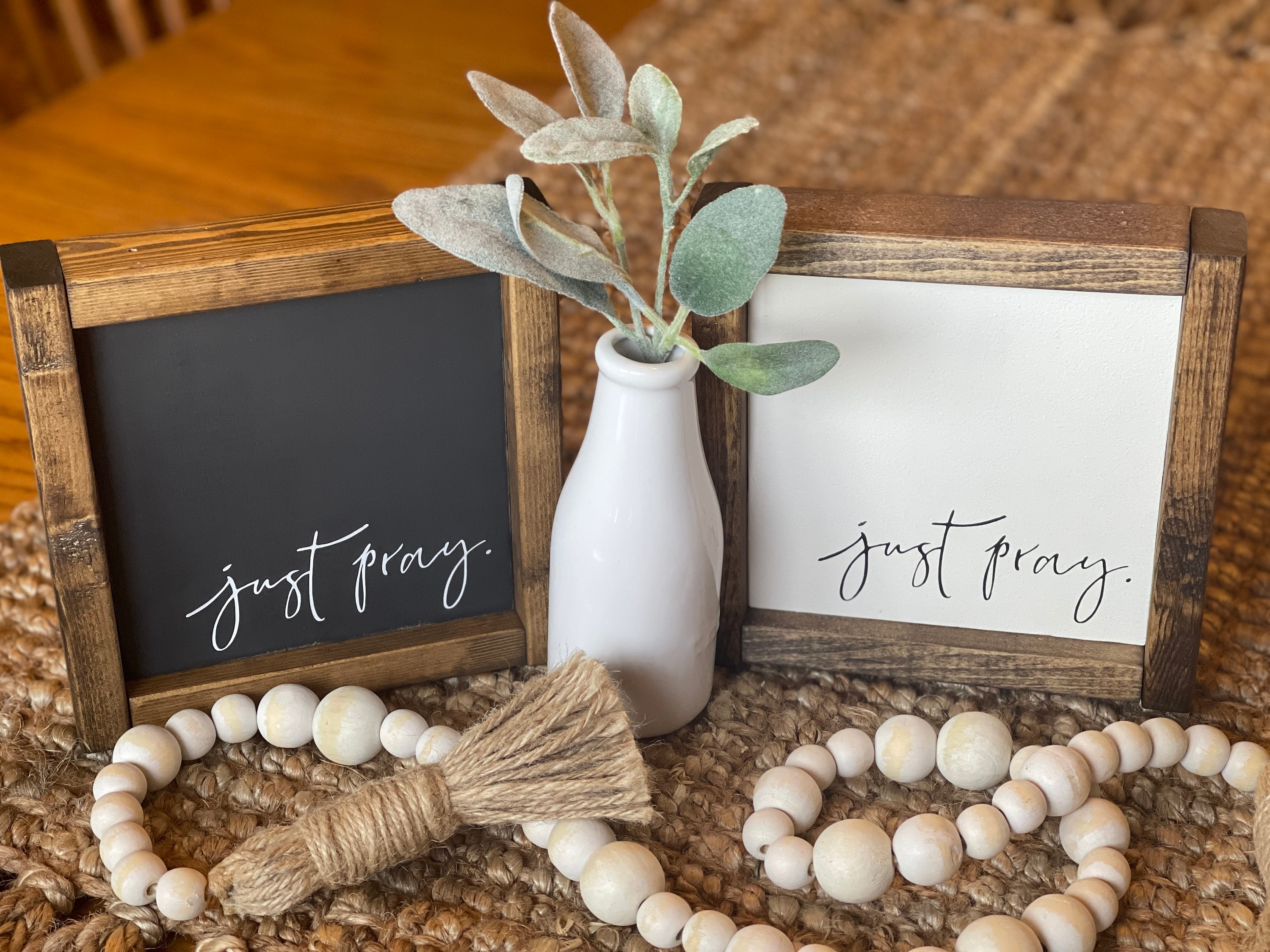Just Pray Wooden Sign Farmhouse Sign Square Sign Etsy