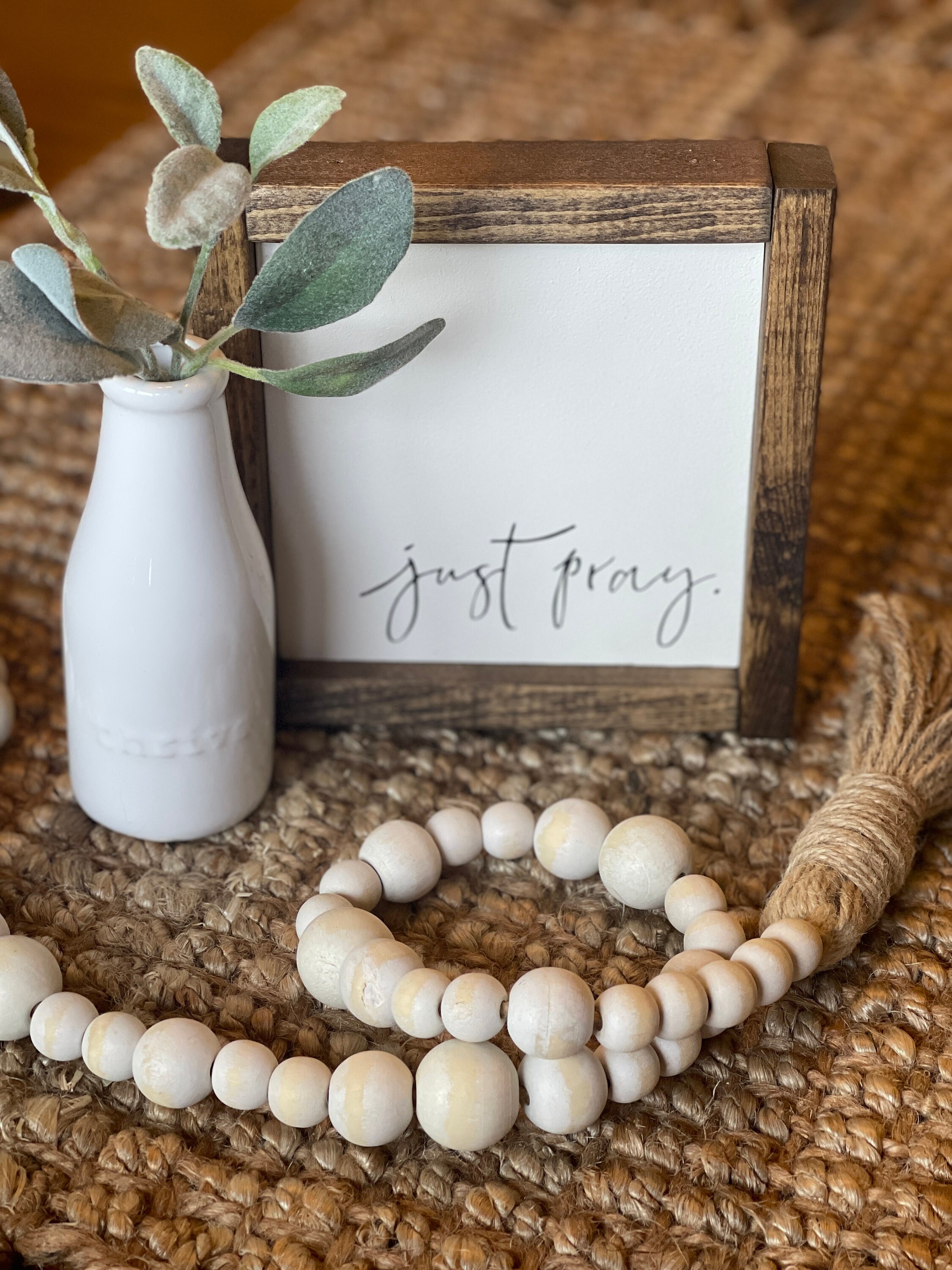 Just Pray Wooden Sign Farmhouse Sign Square Sign Etsy