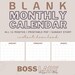 Blank Monthly Calendar, Printable Blank Calendar, Blank Calendar, PDF ...