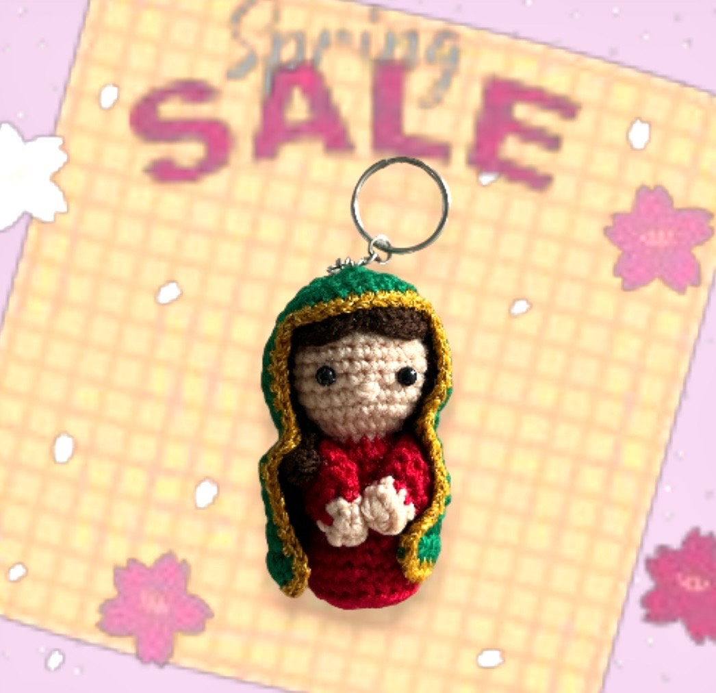Virgin Mary Amigurumi Crochet Keychain - Virgen De Guadalupe