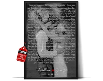 Personalized Wedding Song Lyrics Photo Print, Anniversary Gift