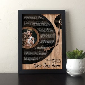 Vinyl Record Custom Song Lyrics Wedding Anniversary Gift Our First Dance Photo Print Personalized Music Wall Art Husband, Wife Couple Gifts