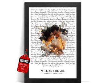 Personalized Song Lyrics Photo Poster, Anniversary Gift