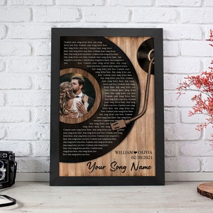Vinyl Record Custom Song Lyrics Wedding Anniversary Gift Our First Dance Photo Print Personalized Music Wall Art Husband, Wife Couple Gifts