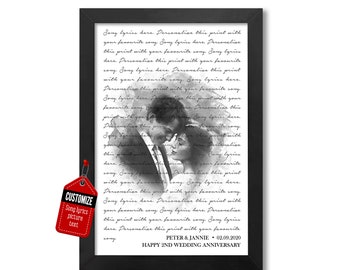 Personalized Song Lyrics Photo Canvas, Anniversary Gift