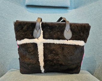 Sheepskin Day Bag handmade with a variety of furs