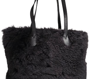 Sheepskin daybag handmade with a long wool sheepskin