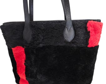 Sheepskin daybag handmade with a variety of shearling
