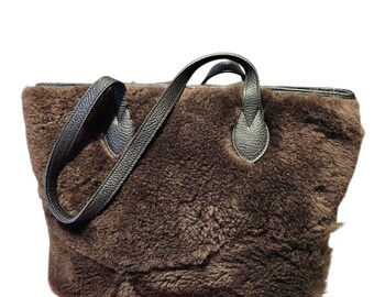 Sheepskin bag handmade with a variety of shearling