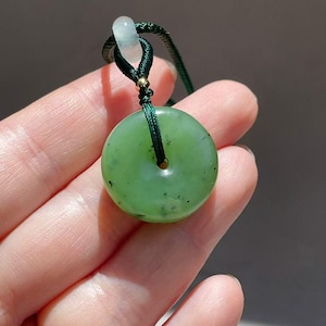 Certified Apple Green Jade Donut Pendant Necklace: High Grade Jade