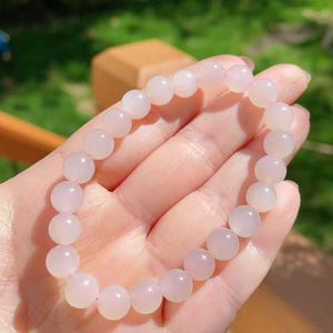 Certified Natural Jade Beaded Bracelet, Pale Pinkish Jade Bracelet, 8mm Jade Bracelet, High Grade Natural Pink Jade Bracelet, gift for her