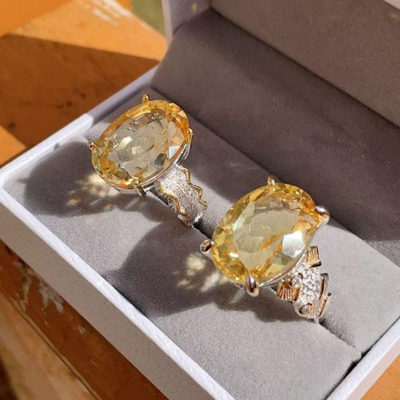 OMG! Certified Handcrafted Citrine Silver Ring, Large Citrine Oval Ring, High Grade Gemstone  Citrine, US6-9, Gift for Her.