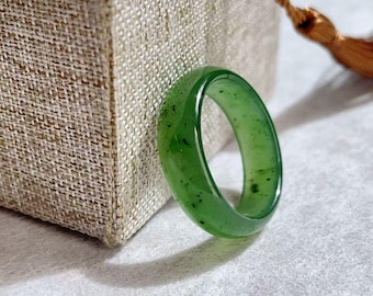 Certified Natural Jade Ring, US 9-10 Jade Plain Ring, Forest Green Jade Ring, Jade Ring, Natural Jade  Ring, Gift for Everyone,碧玉