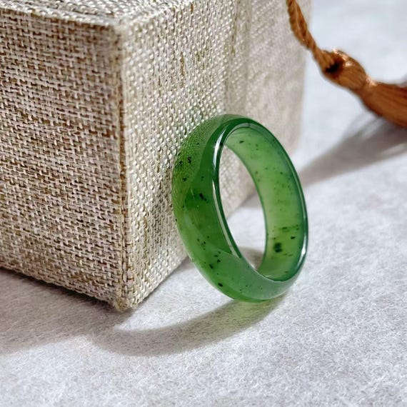 Certified Natural Jade Ring, US 9-10 Jade Plain Ring, Forest Green Jade Ring, Jade Ring, Natural Jade  Ring, Gift for Everyone,碧玉