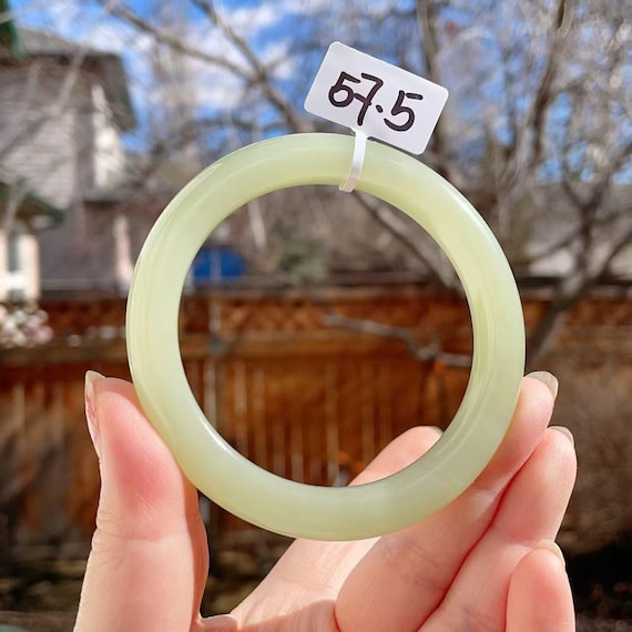 DEAL! Certified Jade Bangle, 57.5mm(57-58 Wearable) Iced Light Jade Bangle, Jade Bangle, Natural Green Jade Bangle, Gift for her,浅冰晴，玉镯