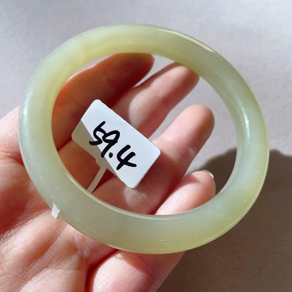 Certified High Grade Jade Bangle, 59.4mm Spring Water Green Jade Bangle, Light Green Jade , Jade Bracelet, Gift for her, 晴水，手镯