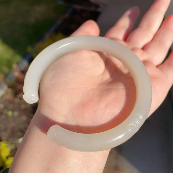 Certified Natural Beige Jade Bangle, Cat Paw Pink Beige Jade Bangle Bracelet, 58.8mm Bangle Bracelet, Handmade Genuine Jade Bangle,藕粉，手镯