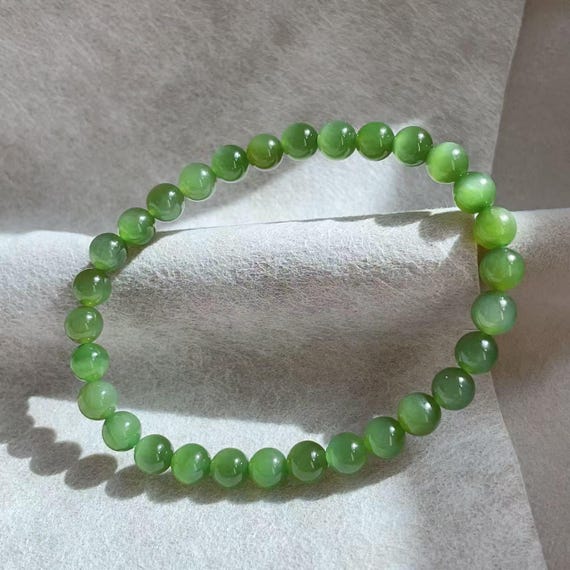 DEAL! Certified Natural Green Jade Slim Bracelet, High Grade Green Jade 6mm Beaded Bracelet, Tiny Jade Beaded Bracelet,  Gift for her,碧玉