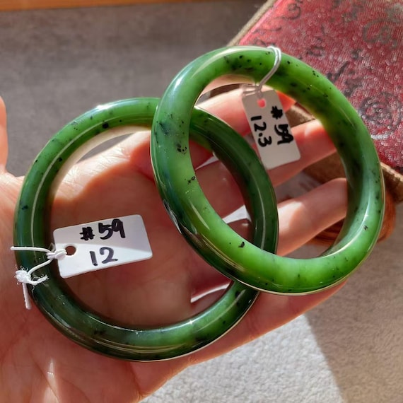 Certified Forest Green Jade Bangle Bracelet, Natural Nephrite Jade Bangle, Jade Minimalist Bangle Bracelet, 59mm Jade Bangle