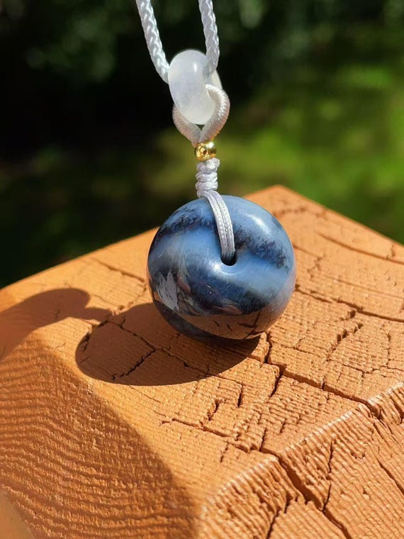 Natural Ink Painting Jade Donut Pendant Necklace: Black & White Jade Circle Pendent, Certified Natural Nephrite Jade, Lucky Charm Pendent