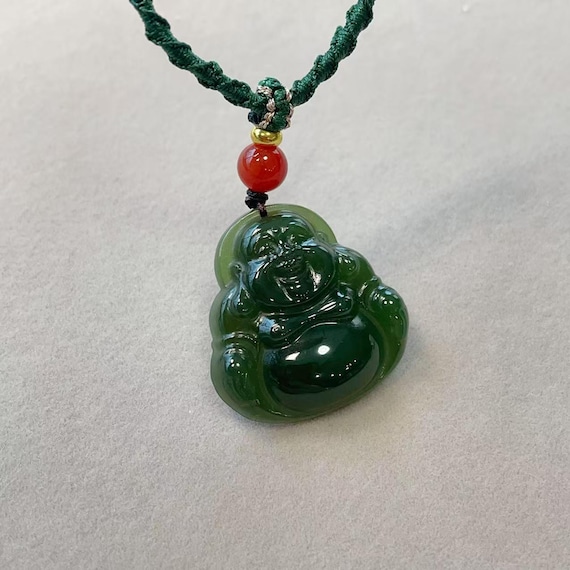 Certified Natural Green Jade Buddha Pendent, Green Jade Necklace, Lucky Buddha, High Grade Natural Jade Pendent, Gift For Everyone