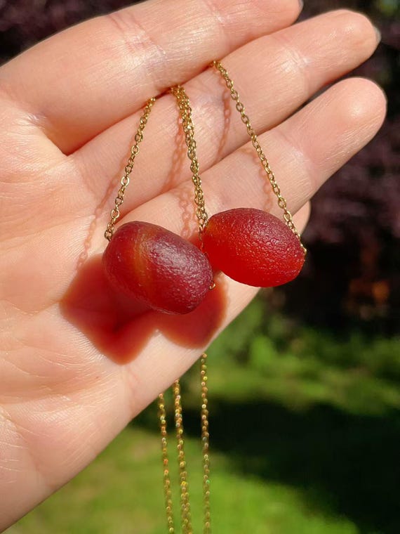 Natural Red Agate Pendant Necklace, Vintage Barrel Beaded Pendent, 18K Gold Filled Agate Necklace, Minimalist Agate Pendent, Agate Gift