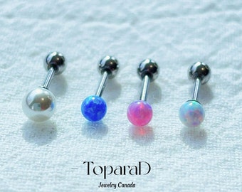 Tiny Opal Stud Earrings, Minimalist Fire Opal Earrings, Blue Opal Studs, Cartilage Stud Earrings, Tiny Pearl Stud Earrings, Gift for Her
