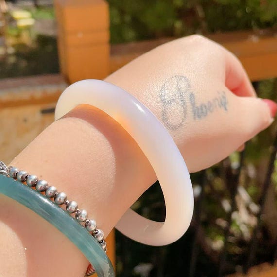 WOW! Natural Light Pink Agate Bangle, High Grade Iced Carnelian Bangle, Untreated Undyed Water Quality Moonlight Agate Bangle, 56mm Bangle