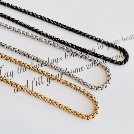 Stainless Steel Round Box Chain, Necklace for Men, Minimalist Steel Chain, Fathers Day Gift