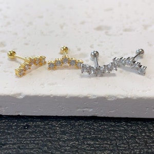 Tiny Bar Screw Back Stud Earrings, Minimalist Bar Cartilage Stud Earrings, Diamond Bar Studs, Bar Earrings, Cartilage Bar Stud, Gift for Her