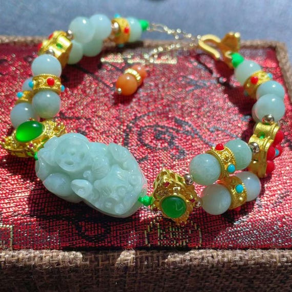 Certified Natural Jadeite Bracelet, Real Jade Pixiu Charm Bracelet, Untreated Jade Bracelet, Prosperity & Protection Gift, Handcrafted Jade