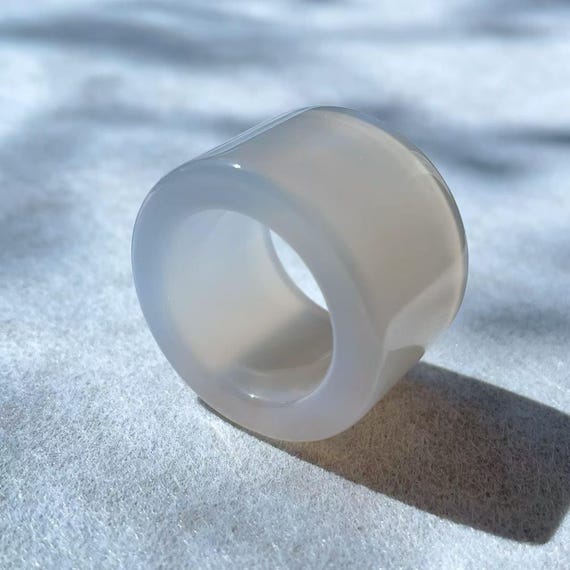 Amazing! Natural Moonlight Agate Ring, High Grade Iced Carnelian Wide Band , Untreated Undyed Water Quality Agate Ring, Carnelian Men's Ring