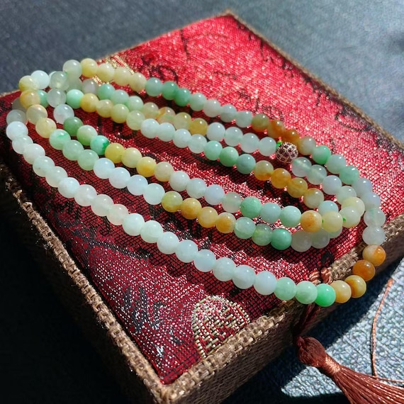 OMG! Natural Jadeite Rainbow Beaded Necklace, Untreated Jadeite Chain, Natural Jade Gift, Minimalist Slim Jade Chain, 5mm Jade Bead Chain