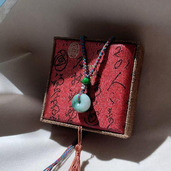 Certified Green Jadeite Pendent Necklace, Natural Jade Donut Pendant Necklace, Round Beads Necklace, Lucky Jade , Gift for her,翡翠，平安扣
