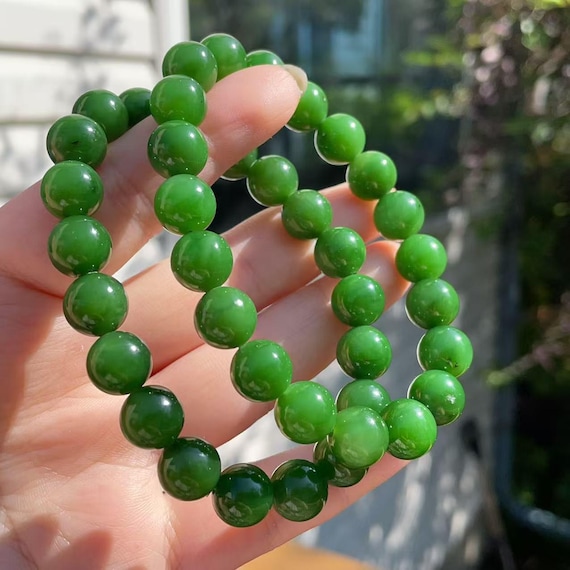 Certified Natural Green Jade Bracelet,  Rich Green Jade Beaded Bracelet, 10mm Jade Bracelet, Minimalist Jade Bracelet, Gift for Everyone, 碧玉