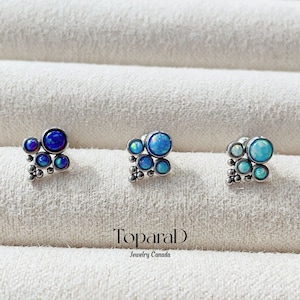 Winzige Opal Ohrstecker, Opal Knorpel Ohrstecker, Minimalistische Opal Ohrstecker, Opal Tringle Ohrringe, Feueropal Schmuck, Geschenk für sie