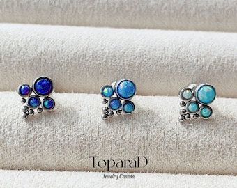 Tiny Opal Stud Earrings: Titanium Cartilage Jewelry