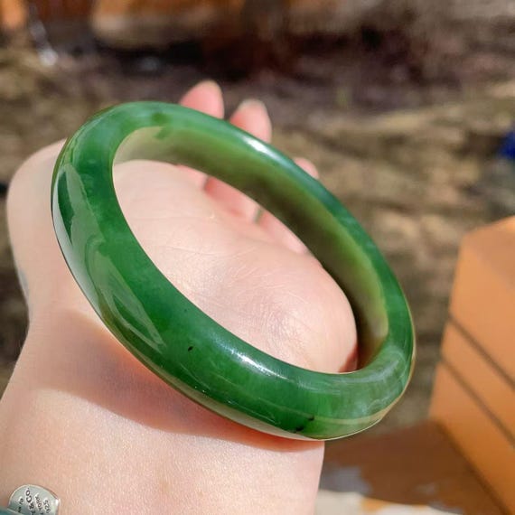 Certified Luxury Forest Green Jade Bangle, 58.8mm( 58-59.5 wearable) Jade Bangle, Green Jade , Natural Jade Bracelet, Gift for her, 碧玉，玉镯