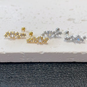 Tiny Star Screw Back Stud Earrings, Minimalist Bar Cartilage Stud Earrings, Star Studs, Diamond Star Earrings, Cartilage Studs, Gift for Her