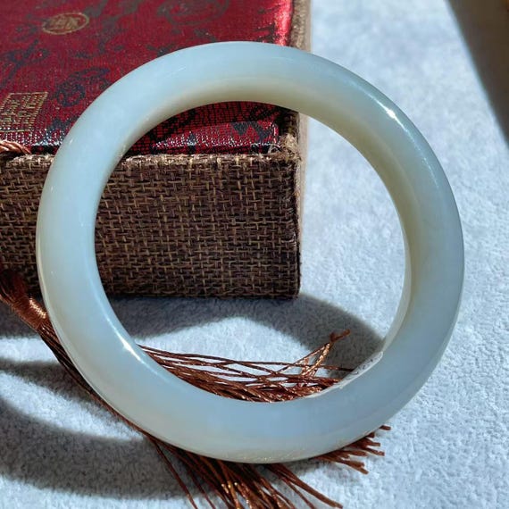 Natural Certified Smoky Grey Jade Bangle Bracelet, Natural Nephrite Jade, 58mm Size, Minimalist Bangle Bracelet