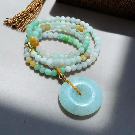 Amazing! Certified Jadeite Circle Pendent Necklace,  Mint Green Jadeite Donut Pendent, Handcraft Natural Jade Pendent, Lucky Pendent,翡翠