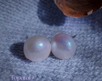 ToparaD, Pearl Stud Earrings, Large Natural Baroque Pearl Earrings, S925 Pearl Stud Earrings, Large Pearl Stud, Classic Pearl Stud 10-11mm