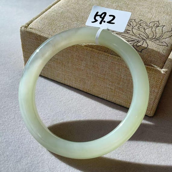 Certified High Grade Jade Bangle, 59.2mm Spring Water Green Jade Bangle, Light Green Dual Jade , Two Tone Jade Bangle, Gift for her, 晴水，手镯