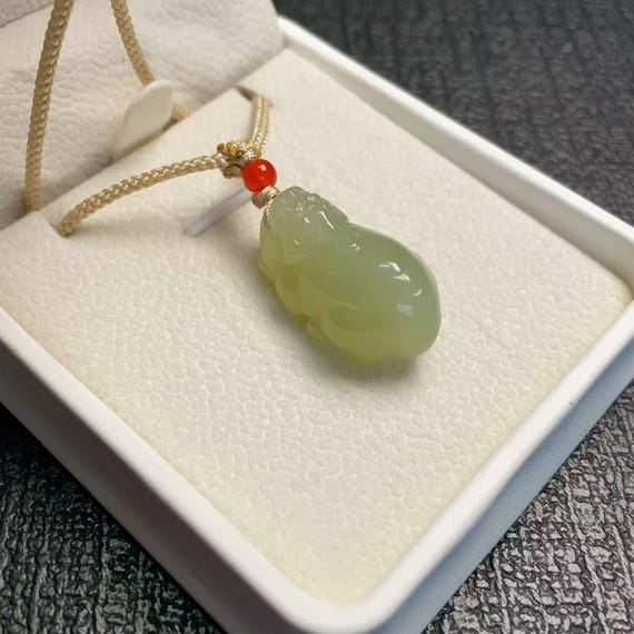 Natural Green Jade Pixiu Pendant Necklace, Hand-Carved Lucky Jade Amulet, Gift for Protection & Wealth