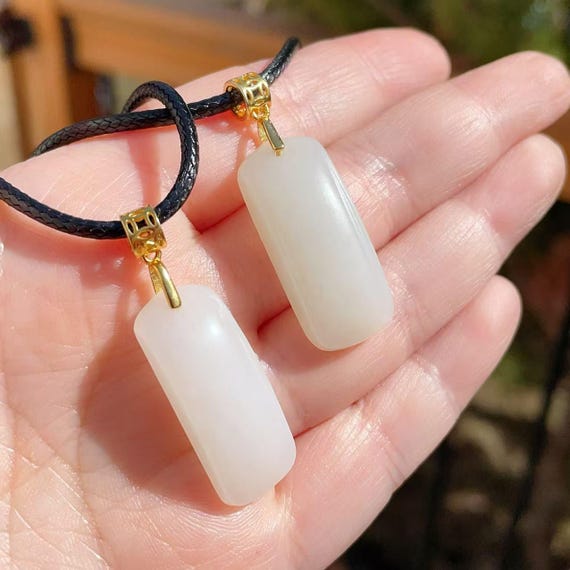 Nice! Certified Jade Square Flat Pendent, Natural white Jade Peace Plaque Pendent, Natural Creamy White Jade Pendent,无事牌,白玉