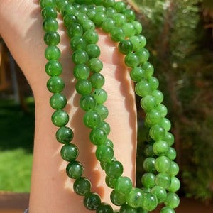 Certified Natural Green Jade Necklace, 8mm Jade Necklace, Green Jade Beaded  Necklace, Green Jade Jewelry, Gift for Her