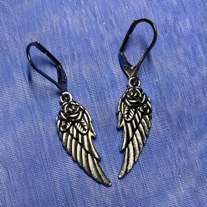 Rose Angel Wings Charm Earrings