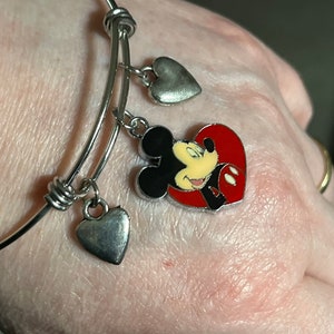 Mickey Mouse Inspired Image Stainless Steel Adjustable Bracelet