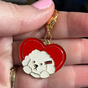 Chien et Coeur Rouge Charme de Fermeture à Glissière de Dessin Animé Mignon avec Fermoir en Acier Inoxydable